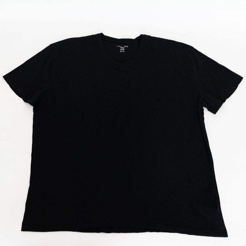 Set of 2 Supima Cotton Mens 3XL V-neck T-shirt Black Firenze Italian Classic Tee - Picture 2 of 9